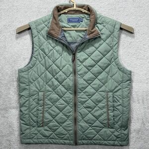 Vineyard Vines Vest Mens Medium Green Quilted Puffer Full Zip Primaloft Pockets